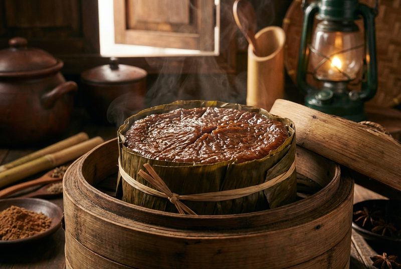 大马传统年糕 kuih bakul，蕉叶包裹，蒸笼慢蒸